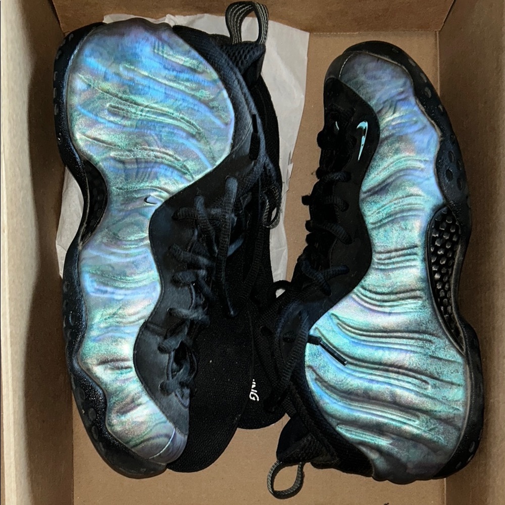 Nike Foamposite Pro Black and Iridescent Sneakers